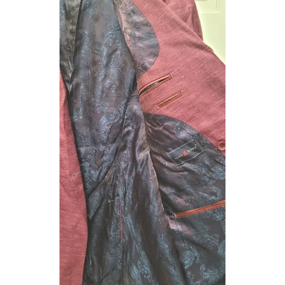 Tony & Tony Men's Custom Made Burgundy Wine Sports Coat - 46L - NWOT